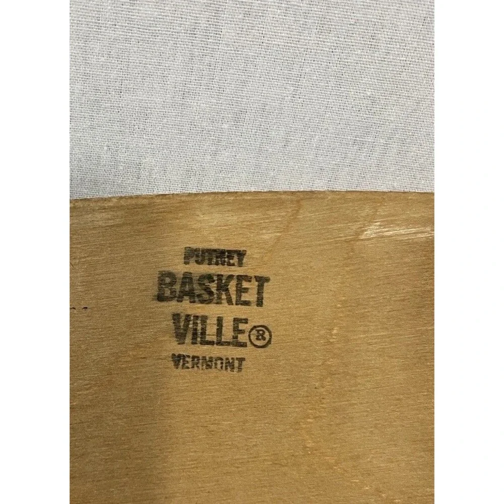 Vintage Basketville Putney Vermont Woven Wood Splint Picnic Basket With Lid